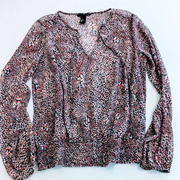 H&M Women's Sheer Long Sleeved Blouse Top Size 2  Multi-Color  NWOT - Picture 4 of 8